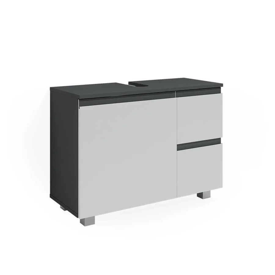Vicco Waschtischunterschrank J-Shape modern in Anthrazit und Weiß, Breite: 80 cm, Tiefe: 61 cm - Bild 3
