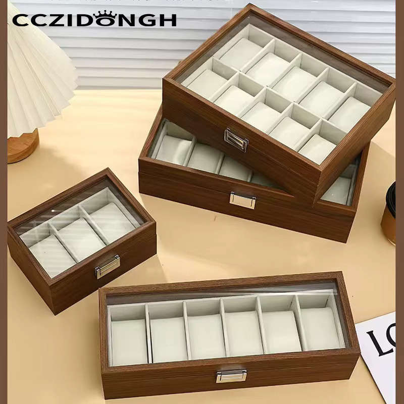 CCZIDONGH Uhrenbox Holz, 12 Fächer, Glasfenster, Unisex - Bild 4