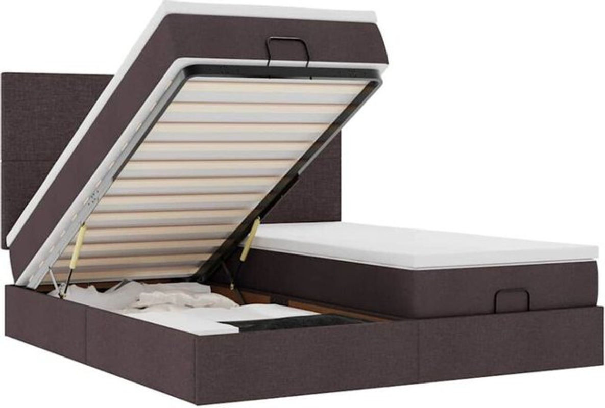 vidaxl Ottoman Polsterbett mit Matratzen und LED in Dunkelbraun, B/T/H: 160 x 200 x 118 cm - Bild 1