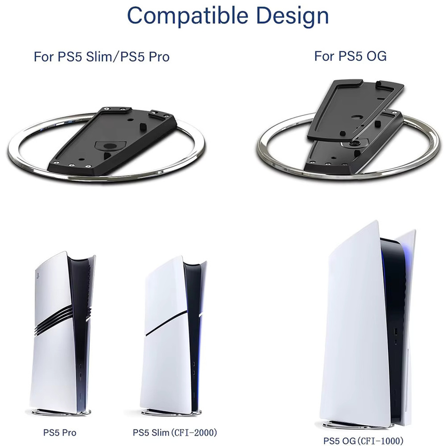 BUBM Tragbarer vertikaler Metallständer für PS5 und Playstation 5 Pro in Schwarz - Bild 2