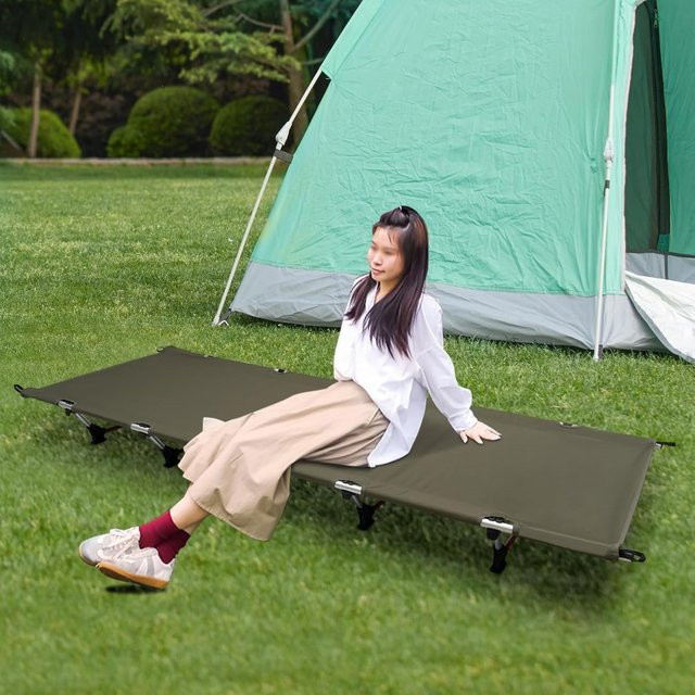 Bymaocar Faltbares Campingbett in Grün, Tragbares Schlafbett für Erwachsene, B/T/H: 190 x 65 x 15 cm, Belastbarkeit bis 150 kg - Bild 1