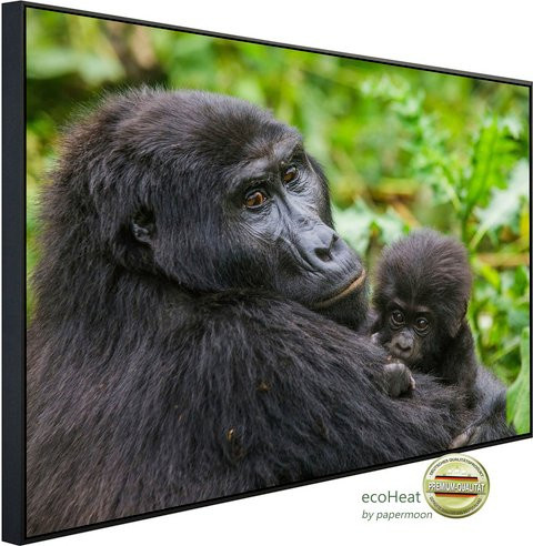 papermoon Infrarotheizung EcoHeat Gorilla mit Baby in bunt mit Matt-Effekt, App-Steuerung und Überhitzungsschutz - Bild 1