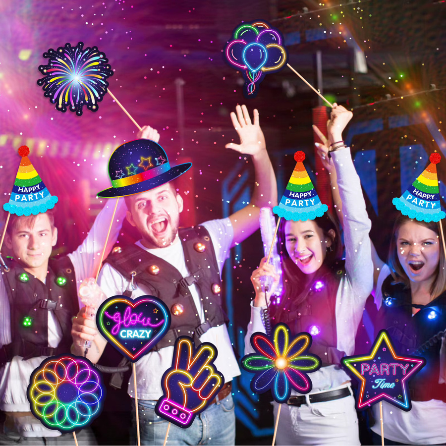 Glow Crazy Party Photo Booth Requisiten, Bunte Graffiti, DIY Foto Prop Dekor - Bild 3