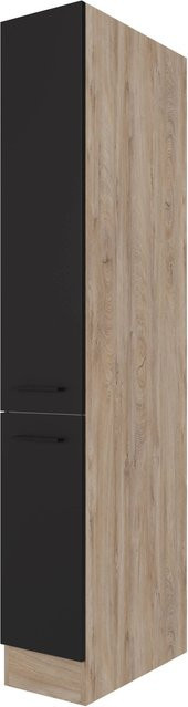 Flex-Well Apothekerschrank Capri Schwarz Matt mit Eichenoptik B/H/T: 30 x 200 x 57 cm - Bild 1