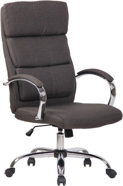 TPFLiving Bürostuhl Bradley aus Stoff in Dunkelgrau mit Armlehnen und Rollen, B/T/H: 64,0 x 70,0 x 122,0 cm - Bild 1