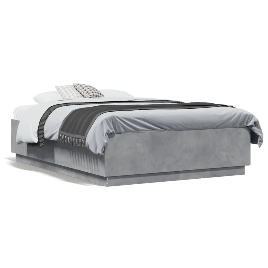 vidaXL Bettgestell modern in Betongrau aus Holzwerkstoff, B/T/H: 140 x 190 x 40 cm - Bild 2