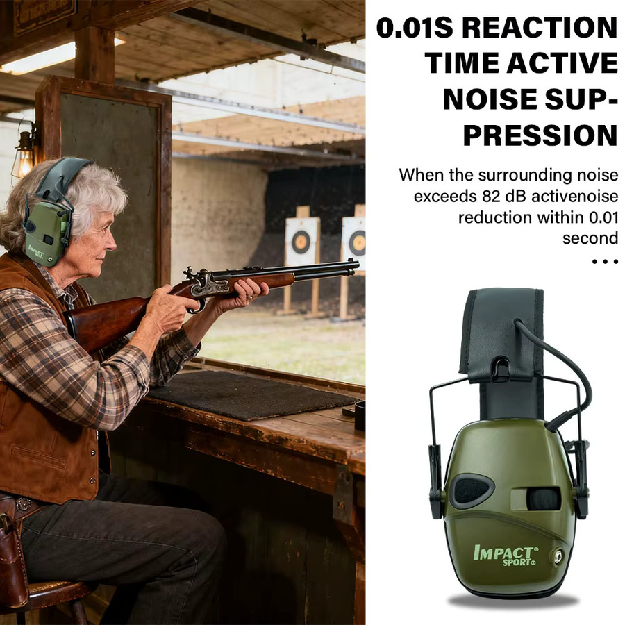 Aktives Over-Ear Schieß-Headset als elektronischer Gehörschutz für die Jagd in Schwarz oder Grün - Bild 4