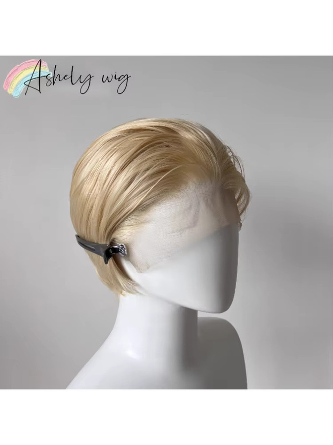 Ashley Blonde Synthetische Spitze Perücke, Kurz, Herren - Bild 2