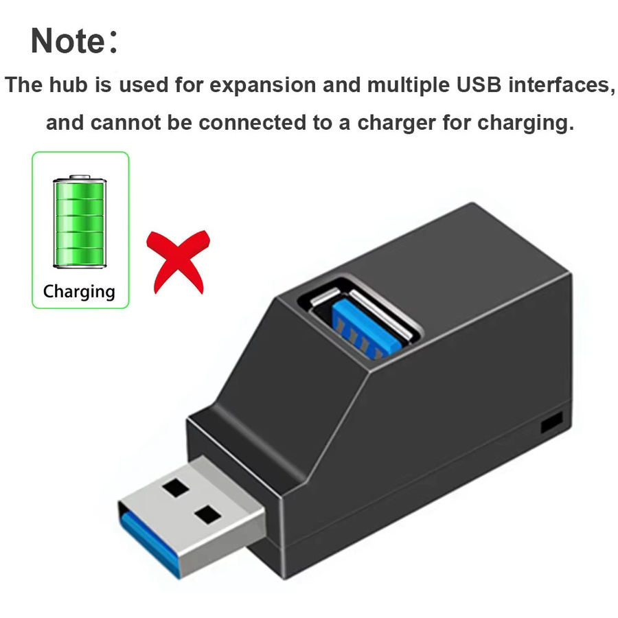 Tutew Mini USB 3.0 auf 3 Ports Hub Adapter Extender Splitter in Schwarz für PC und Laptop - Bild 3