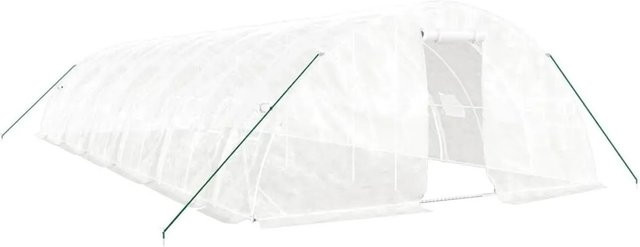 vidaXL Gewächshaus mit Stahlrahmen in Weiß, 60 m², B: 12 m, T: 5 m, H: 2,3 m - Bild 1