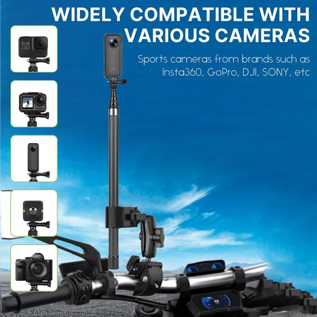 Insta360 Carbon Fiber Selfie Stick Kit Extended Edition Unsichtbares Einbeinstativ in Schwarz für Insta360 One X2 X3 und GoPro Zubehör - Bild 1