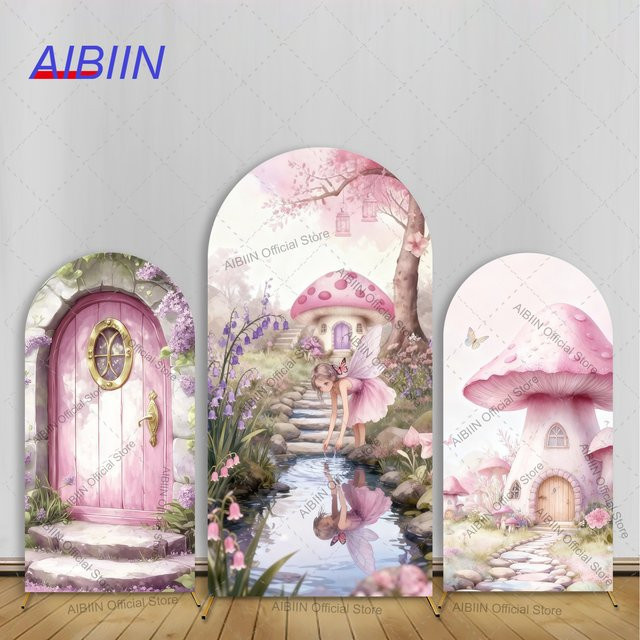 AIBIIN Party-Hintergrunddecke für Mädchen mit Schmetterlingen und Blumen in Rosa für Geburtstag oder Baby Shower, Breite: 120 cm, Höhe: 50 cm - Bild 1