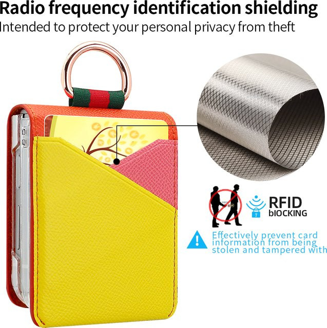 VIETAO PU-Leder Handyhülle mit Fingerring und RFID-Kartensteckplatz für Samsung Galaxy Z Flip 6, 5, 4, 3 in Farbkollision Rot/Mehrfarbig - Bild 1