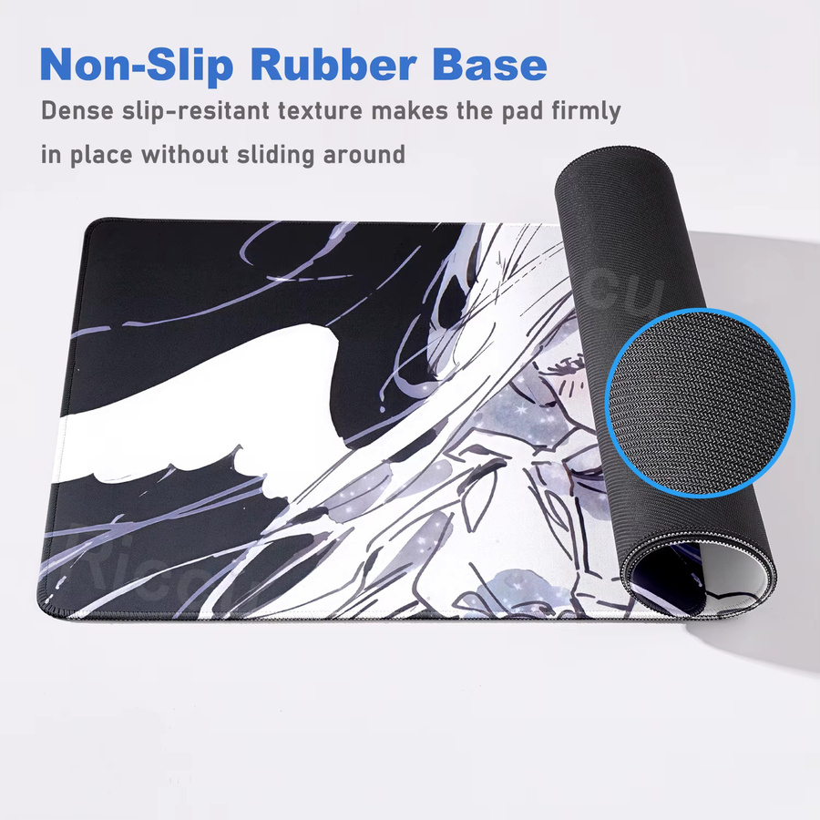 Riccu Anime-Mädchen Mauspad in Schwarz-Weiß, XXL Gaming-Schreibtischunterlage für PC und Laptop - Bild 3