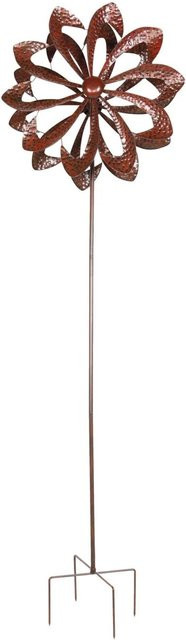 Lex XXL Doppel Windrad Windspiel aus Metall in Kupfer, Gold und Braun, Höhe: 210 cm, Breite: 62 cm - Bild 1