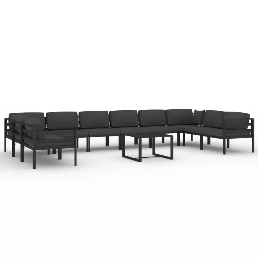 vidaXL 11-teiliges Garten-Lounge-Set aus Aluminium mit Kissen in Anthrazit - Bild 2