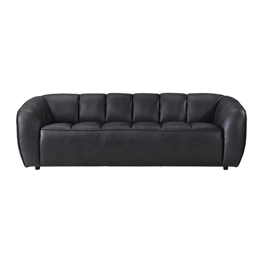 Pradoni Sofa in Schwarz aus Rindsleder mit Steppeffekt, Breite: 234 cm - Bild 2