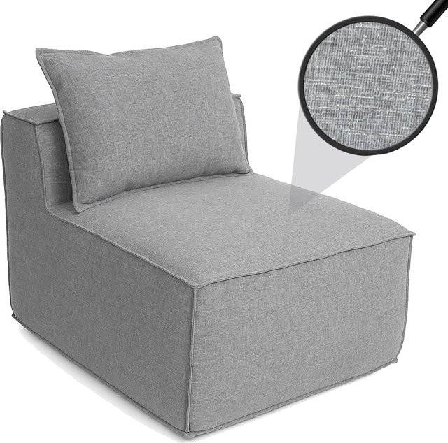 MCW Loungesessel Polstersessel Mittelteil für Sofa MCW-O54 aus Stoff in Hellgrau, B/T/H: 63 x 75 x 97 cm - Bild 1