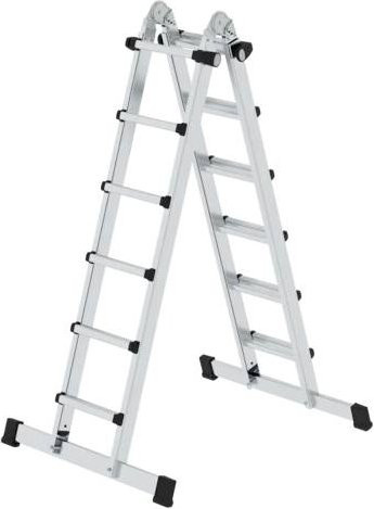 MUNK Günzburger Steigtechnik Teleskopleiter aus Aluminium mit Traverse in Silber, Arbeitshöhe: 7,5 m - Bild 1