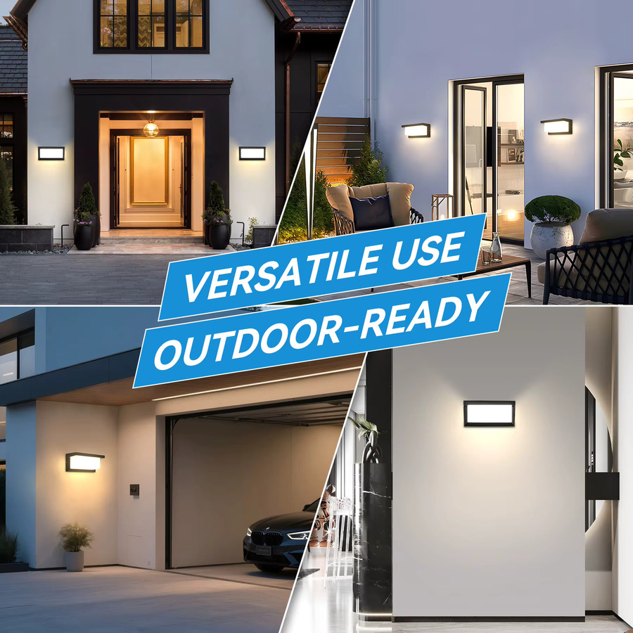 Moderne quadratische LED Wandleuchte von CHENBEN in Schwarz mit Up-Down-Licht, IP65 wasserdicht für Balkon, Wohnzimmer und Schlafzimmer, 25 W - Bild 6