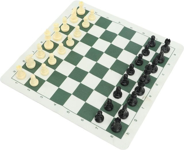 shoemst Schachspiel Reise-Schachbrettspiel-Set aus Kunstleder PU mit 32 Schachfiguren - Bild 1