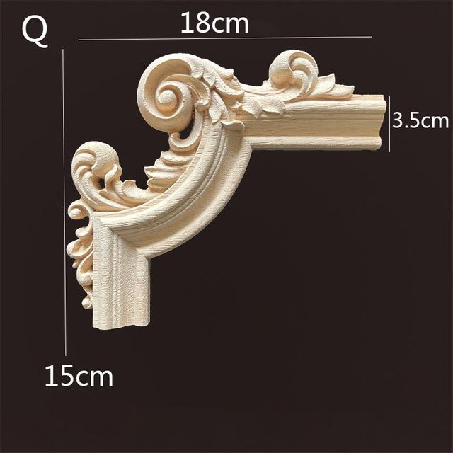 Holzapplikation Ecke in Natur mit Blumen-Motiv, geschnitzte Wanddekoration in Beige - Bild 1