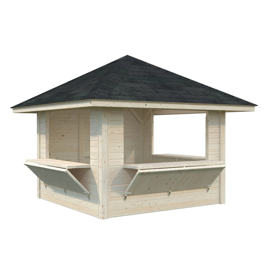 Palmako Marktstand Bianca Set 106 aus Fichtenholz in Braun mit Pyramidendach, B/T/H: 300 x 300 x 319 cm - Bild 3
