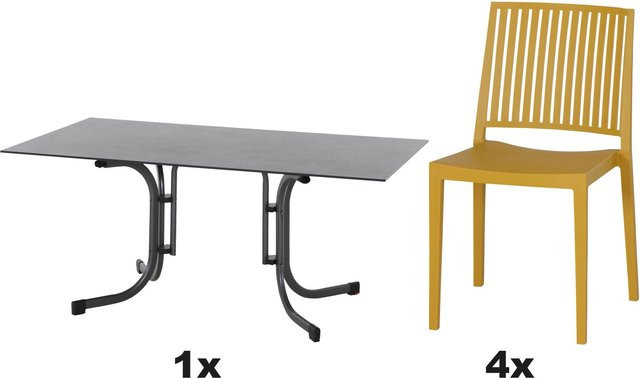 Siena Garden Gartenmöbel Set Lane 5-teilig mit 4 Stühlen und 1 Tisch in Mustard Yellow - Bild 1