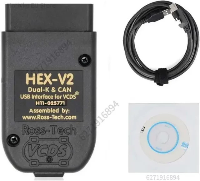 Wesheu VCDS HEX V2 OBD2 Diagnosekabel für Audi, Skoda und VW in Schwarz - Bild 1