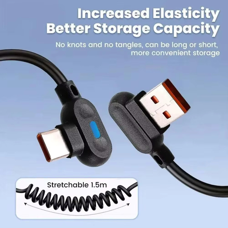 USB-zu-Type-C-Ladekabel mit 100 W und 6 A für ultraschnelles Laden, Schwarz - Bild 4