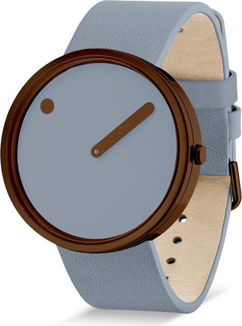 Picto Armbanduhr, Quarz, Edelstahl, Leder, Blau, 40 mm, Unisex - Bild 1