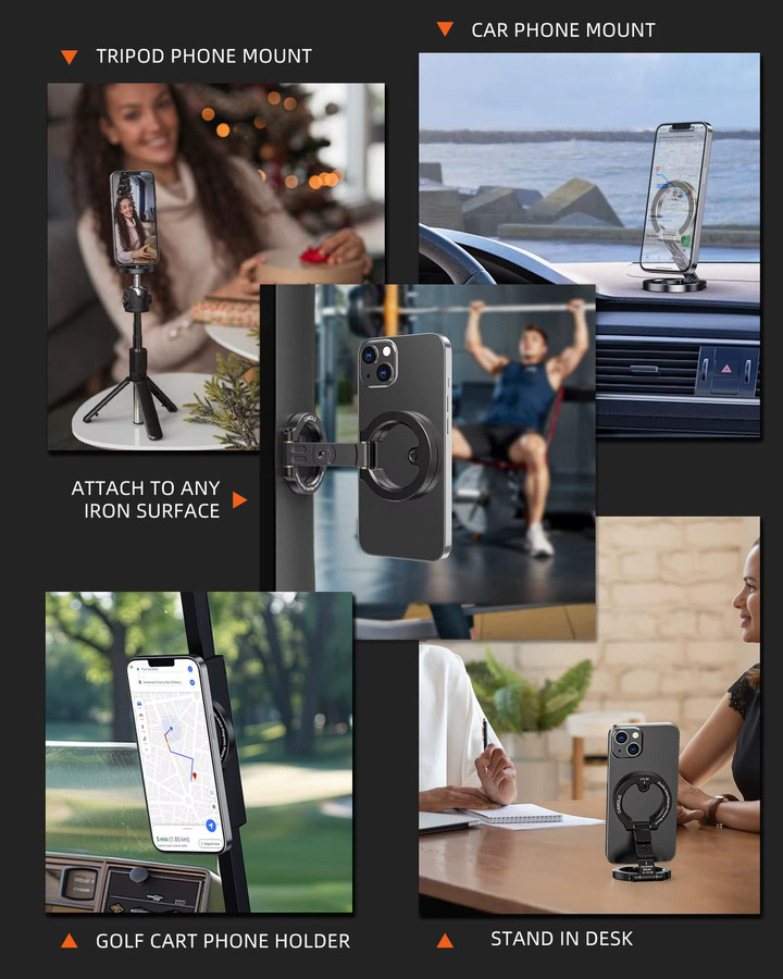 CAMOLO Dual Magnetischer Telefonhalter mit MagSafe für iPhone und Android, inklusive 1/4 Zoll Schraube für Stativhalterungen, Schwarz - Bild 6