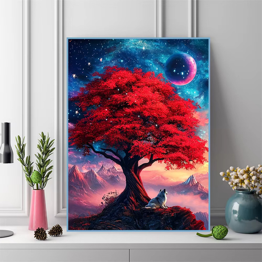 Evershine Diamantmalerei DIY Kit Landschaft mit Baum und Berg, 5D Mosaik Stickerei in Multicolour, runde Bohrer - Bild 3