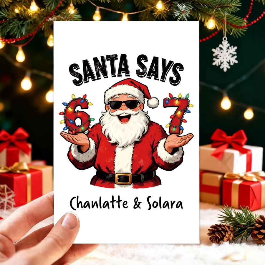 Weihnachtsgrußkarte mit individuellem Namen und lustigem Meme-Design in Mehrfarbig, innen leer für deine persönlichen Notizen - Bild 6