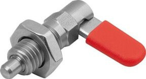 KIPP Sperrriegel mit Anschlag Rechts, Form D, Edelstahl poliert, Silber, Durchmesser: 8 mm, Gewinde: M16 - Bild 1
