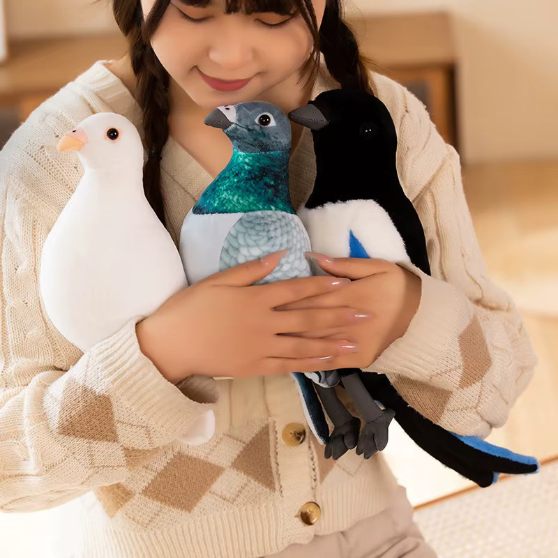 pangcangshu Vogel Plüschtiere, Taube, Elster, Stofftier Puppe, Weiß Grün - Bild 4