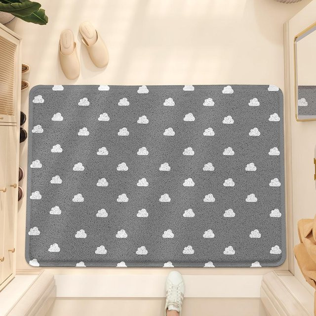 Rutschfeste Bodenmatte mit Regenbogen-Cartoon-Design in Grau, Schmutzfangmatte aus PVC für Eingangsbereich und Veranda, B/B: 45 x 75 cm - Bild 1