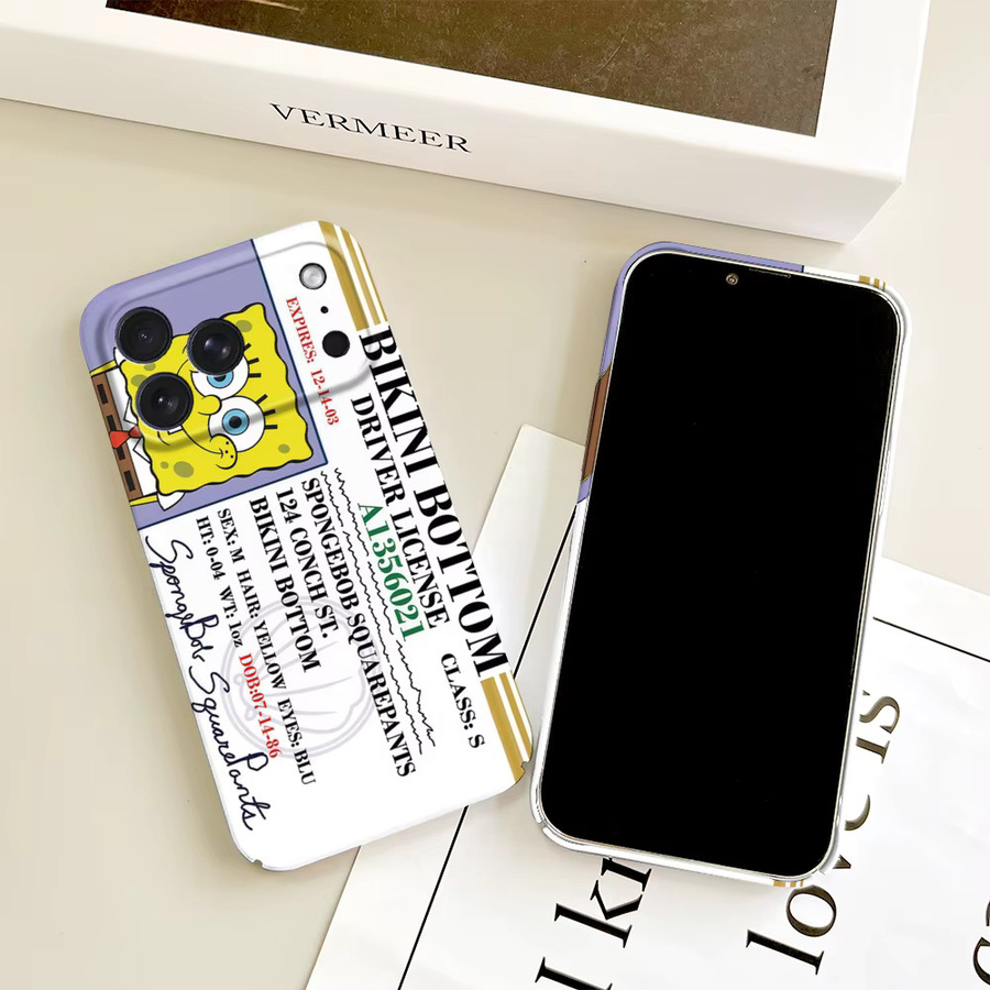 SpongeBob Handyhülle für iPhone 17 16 15 14 13 12 11 Plus Pro Max Mini Glänzende HD Hartschalen-Schutzhülle - Bild 2