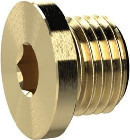 Riegler Verschlussschraube aus Messing mit Innensechskant und Bund, G 1/8, SW 5, Messing glänzend goldfarben - Bild 1