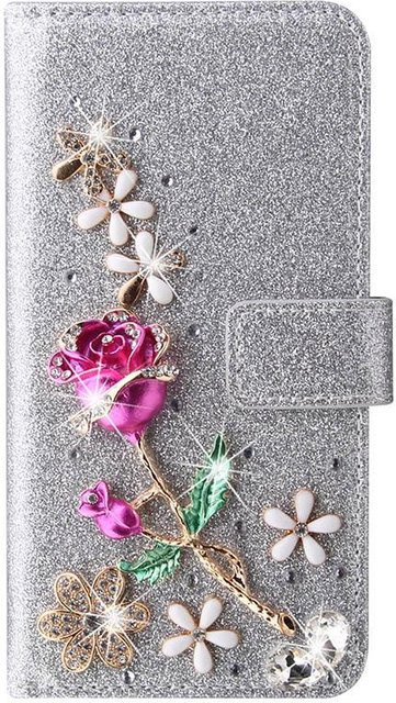 Glitzer Portemonnaie Hülle für Samsung Galaxy S26 Ultra S25 FE S24 S23 Plus S22 in Silber - Bild 1