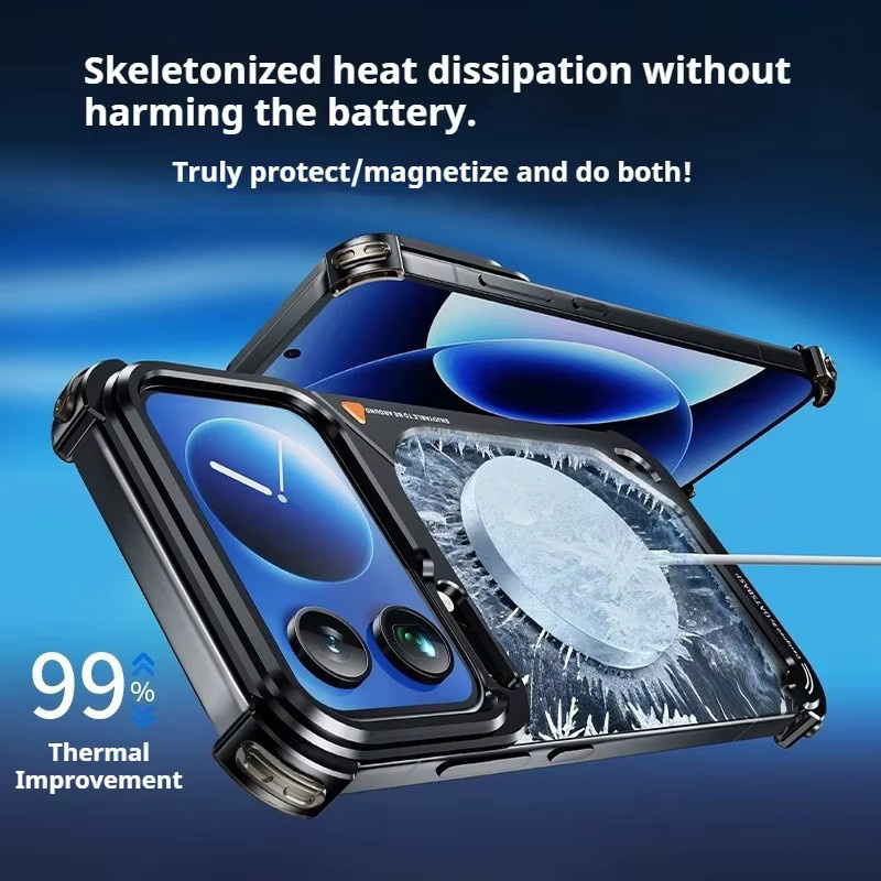 Eary Handyhülle im 9-Form-Design für Xiaomi 17 Pro Max, rahmenlose Metallschale, stoßfest, Schwarz - Bild 3