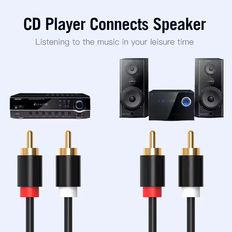 OUIO RCA Stereo-Audiokabel 2RCA auf 2RCA in Schwarz für HDTV Heimkino und HIFI-Systeme - Bild 4
