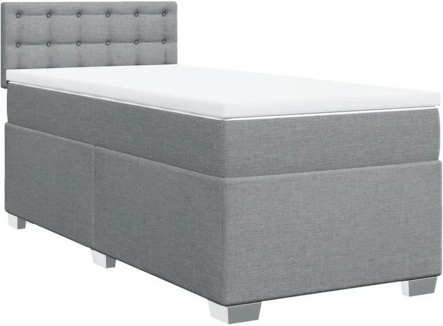vidaXL Boxspringbett mit Matratze in Hellgrau und Weiß, Hybrid-Design mit Taschenfederkern, USB-Ladeport und Unterbettbeleuchtung, B/T/H: 90 x 200 x 100,5 cm - Bild 1