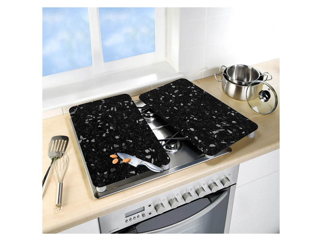 WENKO Herdabdeckplatte Universal 2er Set Terrazzo in Silver Multicolor Black - Bild 2