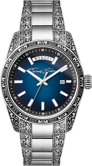 Thomas Sabo Herrenuhr, Quarz, Edelstahl, Blau, 40 mm, 5 ATM - Bild 1