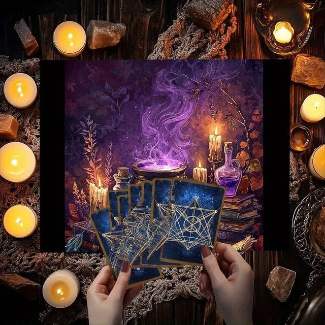 VIKAMA Tarot-Tischdecke und Altartuch in Lila im Boho-Stil für Wahrsagerei und mystische Dekoration - Bild 1