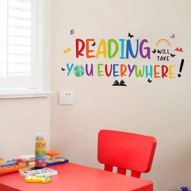 Bunter Wandaufkleber BRUP mit Lesen-Schriftzug für Kinderzimmer und Lernzimmer, Typografie-Wandtattoo in Mehrfarbig - Bild 1