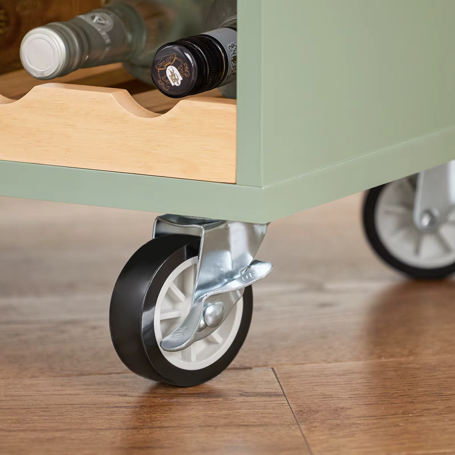 SoBuy Küchenwagen FKW114 in Grün mit Arbeitsplatte, Weinglashalter und Flaschenhaltern, Rollwagen für Küche und Esszimmer - Bild 4