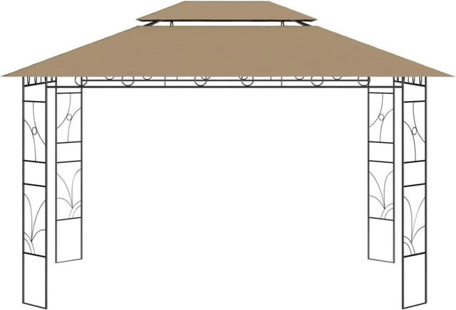 vidaXL Pavillon aus Stahl und Polyester in Taupe, B/T/H: 400 x 300 x 270 cm - Bild 1