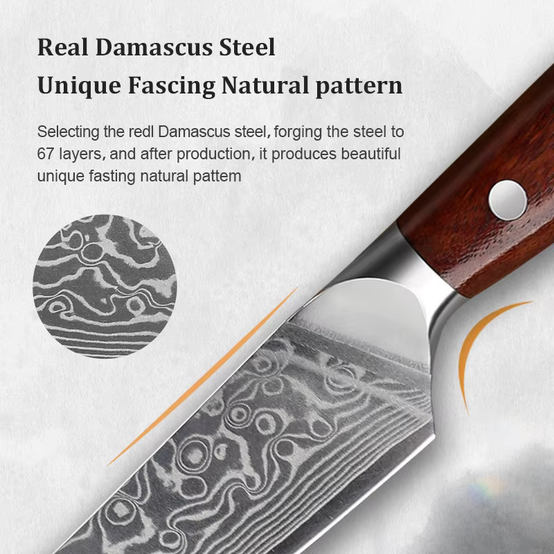 Baovim Steakmesser aus Damaststahl mit Palisandergriff, 12,7 cm - Bild 5